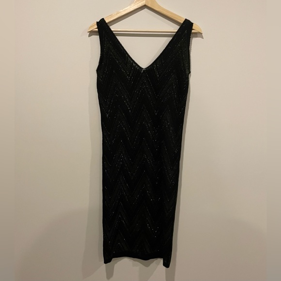 Black Knitted Dress with Gold Detail - Picture 3 of 3